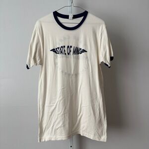 Tultex M White Ringer T-Shirt State of Mind Moontower Graphic Tee Streetwear